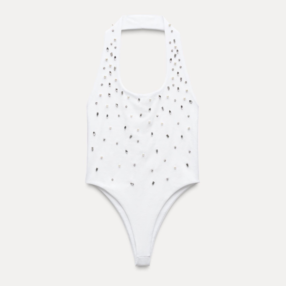 NWT Zara White Halter Bodysuit